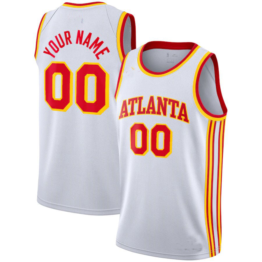 Custom A.Hawks 2020-21 Swingman Jersey Association Edition White Statement Edition American Stitched Basketball Jersey