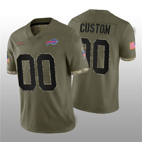 Custom Football Jerseys B.Bills ACTIVE PLAYER 2022 Olive Salute To Service Limited Stitched Jersey American Stitched Jerseys