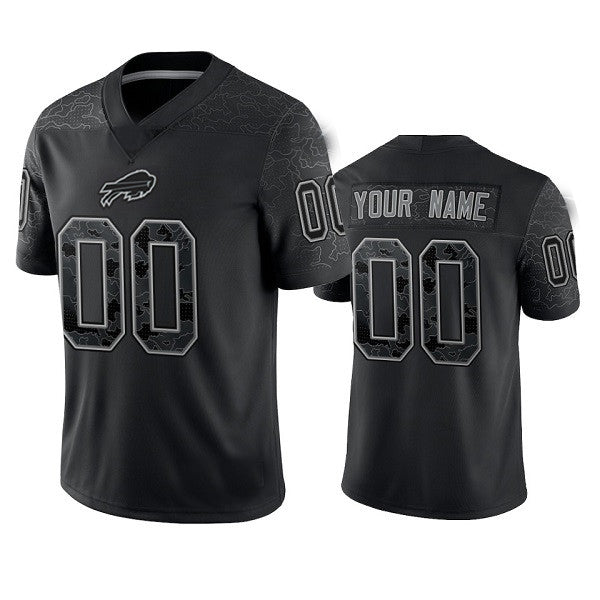Custom Football Jerseys B.Bills Active Player Black Reflective Limited American Stitched Jerseys