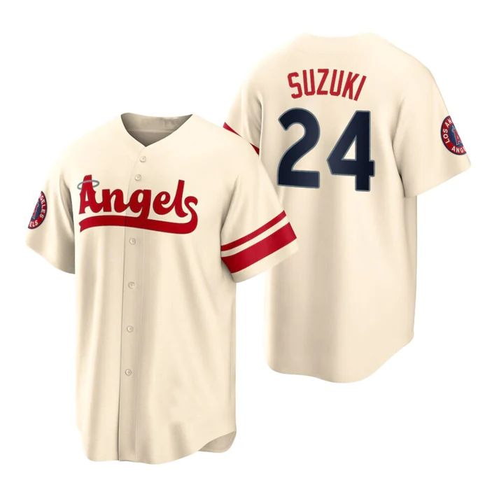 Los Angeles Angels #24 Kurt Suzuki Cream Stitched 2022 City Connect Jersey Men Youth Women Baseball Jerseys
