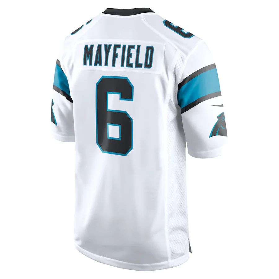 C.Panthers #6 Baker Mayfield White Game Player Jersey Stitched American Football Jerseys