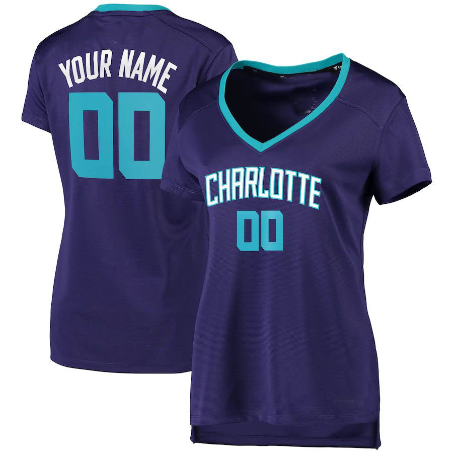 Custom C.Hornets Fanatics Branded Fast Break Replica Jersey Purple Statement Edition American Stitched Basketball Jersey