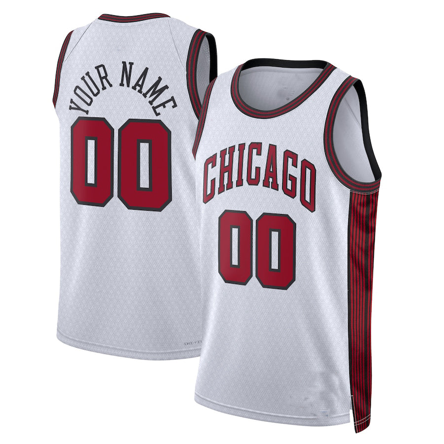 Custom C.Bulls Unisex 2022-23 Swingman Jersey City Edition White Statement Edition American Stitched Basketball Jersey