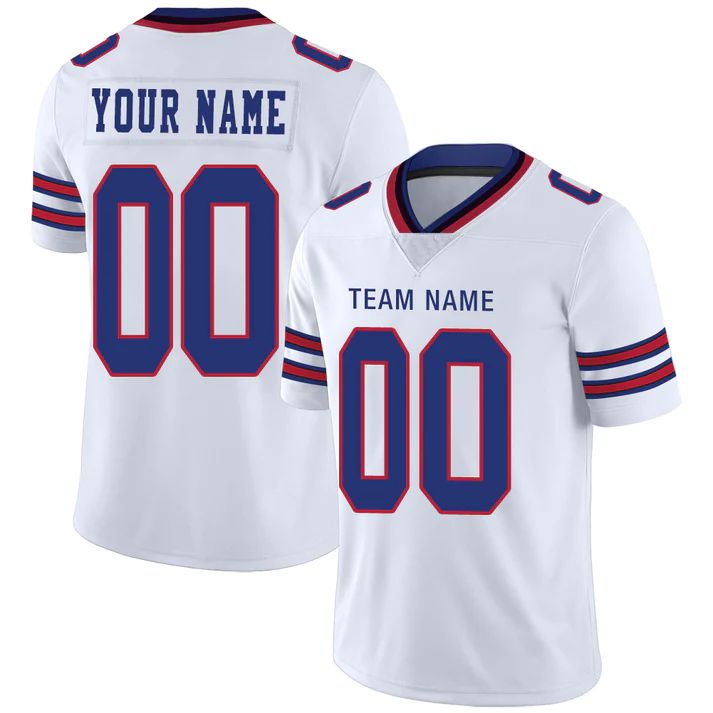 Custom B.Bills American Personalize Birthday Gifts White Jersey Stitched Football Jerseys