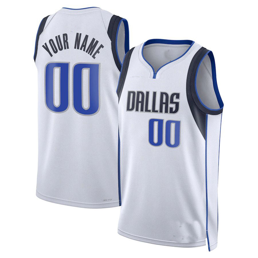 Custom D.Mavericks Unisex 2022-23 Swingman Jersey Association Edition White American Stitched Basketball Jersey