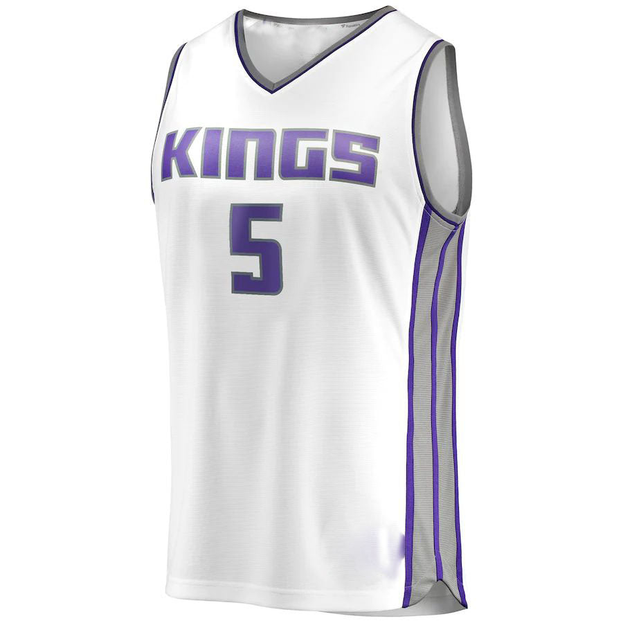 S.Kings #5 De'Aaron Fox Fanatics Branded 2019-20 Fast Break Replica Player Jersey Association Edition White Stitched American Basketball Jersey