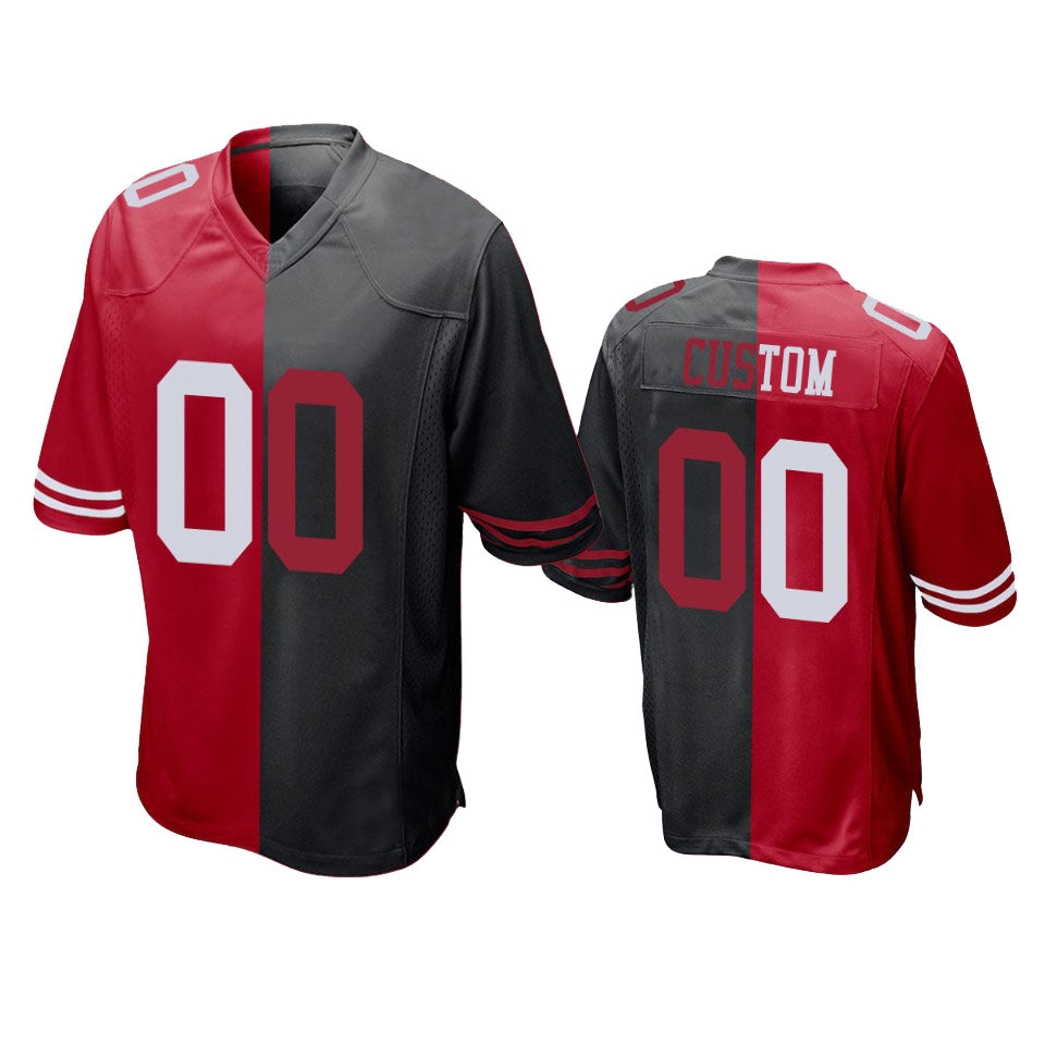 CustomSF.49ers Black Red Stitched American Football Jersey