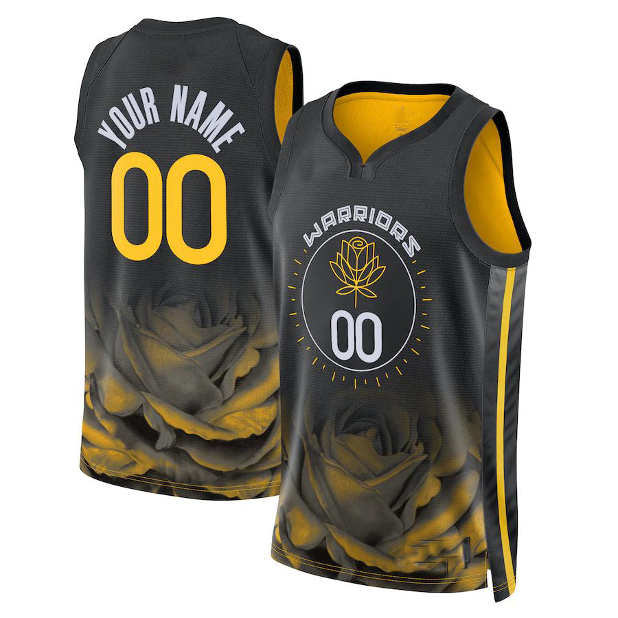 Custom G.State Warriors Unisex 2022-23 Swingman Jersey City Edition Black Stitched Basketball Jersey