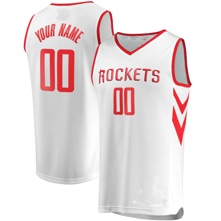 Custom H.Rockets Fanatics Branded Fast Break Replica Jersey White Association Edition Stitched Basketball Jersey