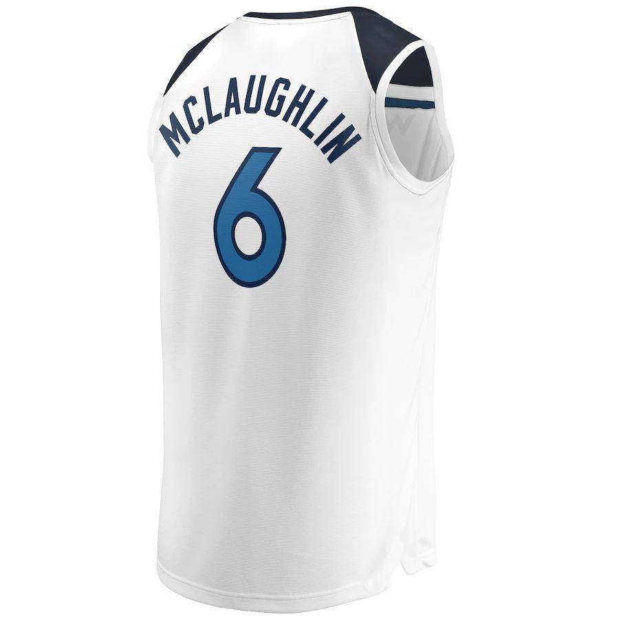 M.Timberwolves #6 Jordan McLaughlin Fanatics Branded Fast Break Player Jersey Association Edition White Stitched American Basketball Jersey