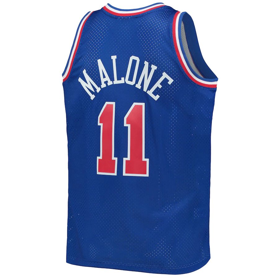W.Conference #11 Karl Malone Mitchell & Ness Hardwood Classics 1992 All-Star Game Swingman Jersey Royal Stitched American Basketball Jersey