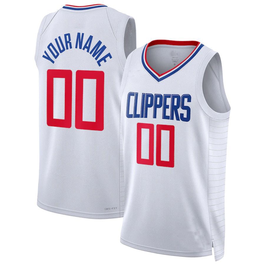 Custom LA.Clippers Unisex 2022-23 Swingman White Association Edition Stitched Basketball Jersey