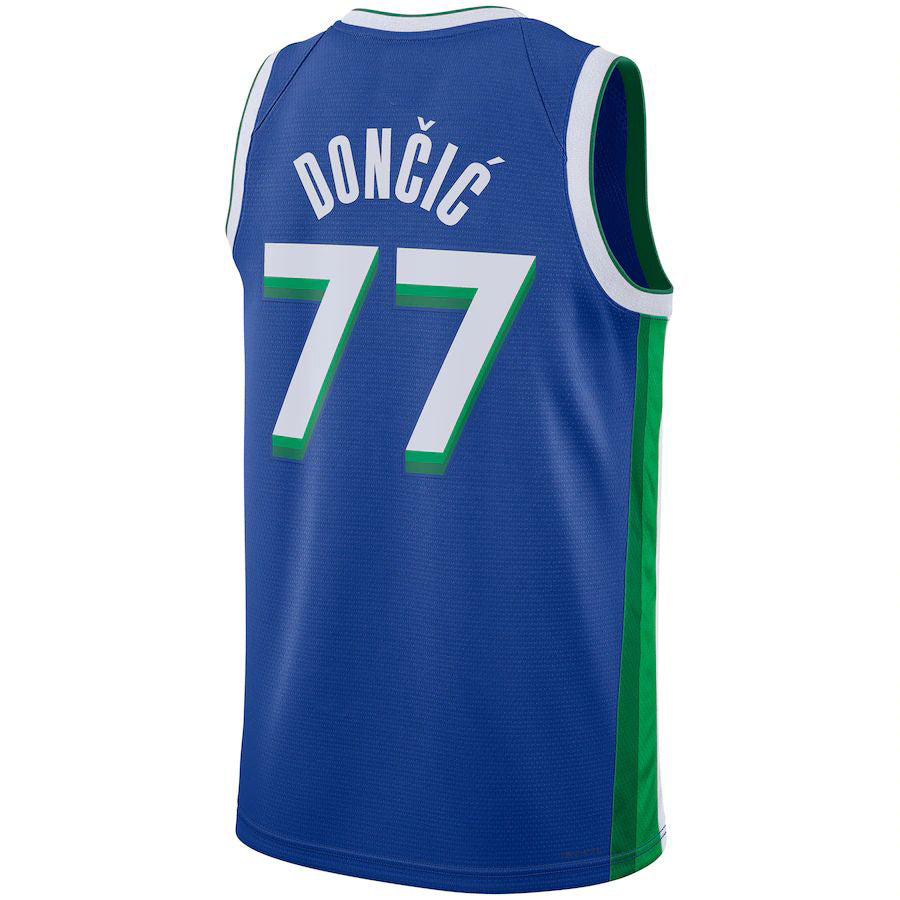 D.Mavericks #77 Luka Doncic Unisex 2022-23 Swingman Jersey City Edition Blue Stitched American Basketball Jersey
