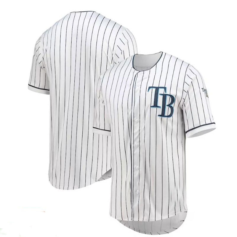 Tampa Bay Rays True-Fan White Navy Pinstripe Jersey Baseball Jerseys