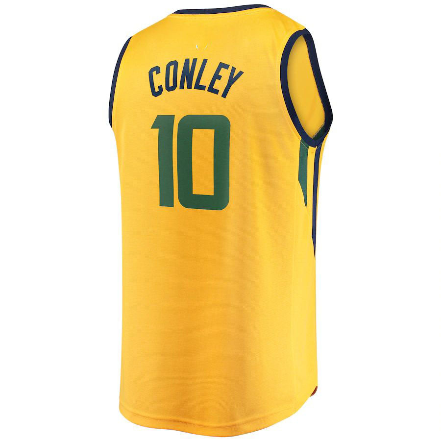 U.Jazz #10 Mike Conley Fanatics Branded Fast Break Replica Player Jersey Gold Statement Edition Stitched American Basketball Jersey