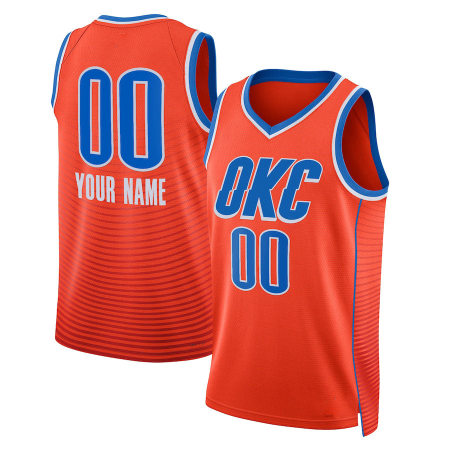 Custom OC.Thunder Jordan Brand Unisex 2022-23 Swingman Jersey Statement Edition Orange Stitched Basketball Jersey