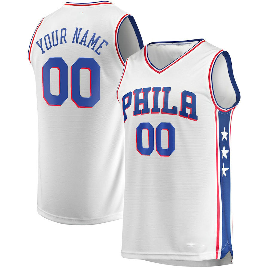 Custom PH.76ers Fanatics Branded Fast Break Replica Jersey White Association Edition Stitched Basketball Jersey