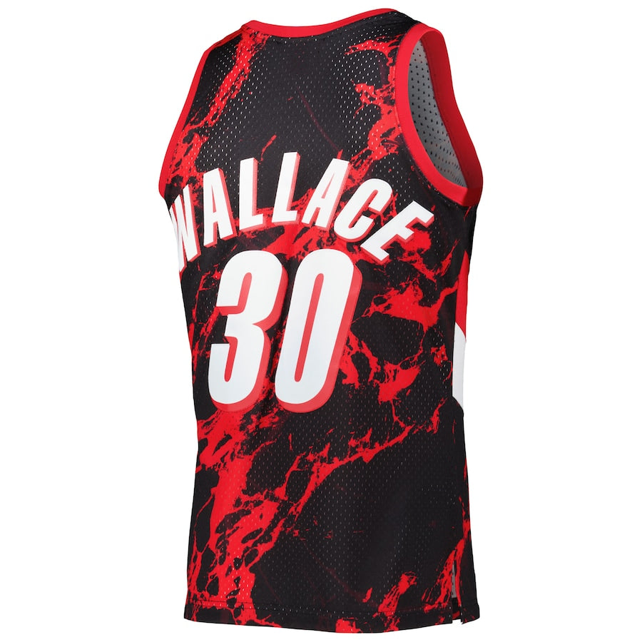 P.Trail Blazers #30 Rasheed Wallace Mitchell & Ness 1996-97 Hardwood Classics 75th Anniversary Diamond Swingman Jersey Icon Edition Black Stitched American Basketball Jersey