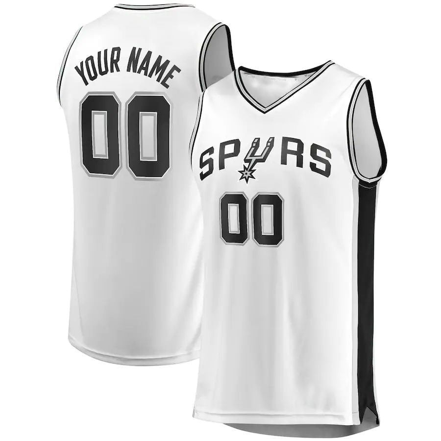 Custom S.Antonio Spurs Fanatics Branded Fast Break Custom Replica Jersey Association Edition White Stitched Basketball Jersey