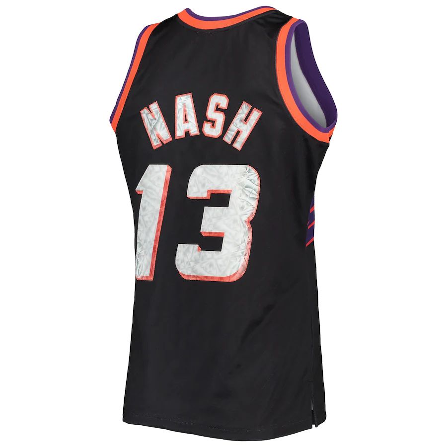 P.Suns #13 Steve Nash Mitchell & Ness 1996-97 Hardwood Classics 75th Anniversary Diamond Swingman Jersey Black Stitched American Basketball Jersey