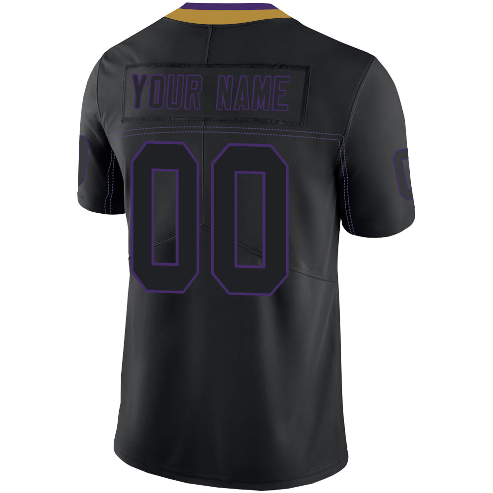 Custom B.Ravens Men's American Black Fashion Vapor Limited Stitched Football Jerseys