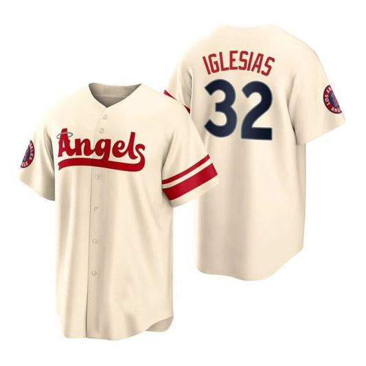 Los Angeles Angels #32 Raisel Iglesias Cream Stitched 2022 City Connect Jersey Men Youth Women Baseball Jerseys