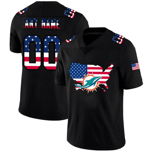 Custom M.Dolphins Football Black Limited Fashion Flag Stitched Jerseys Football Jerseys
